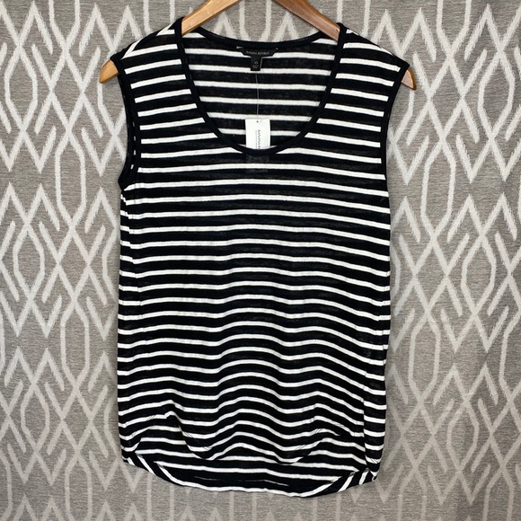 Banana Republic Tops - Banana Republic Sleeveless Linen Tunic Shirt Black & White Stripe Size: XS NWT